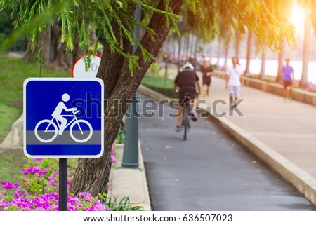  Cycling Fitness in public park. in Bangkok, Thailand.
