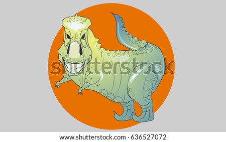 Tyrannosaurus rex with tiny paws, funny and scary. Vector illustration