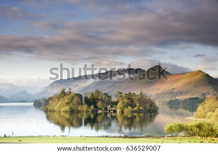 Lake Derwentwater at Keswick ,Lake District , England Royalty-Free Stock Photo #636529007