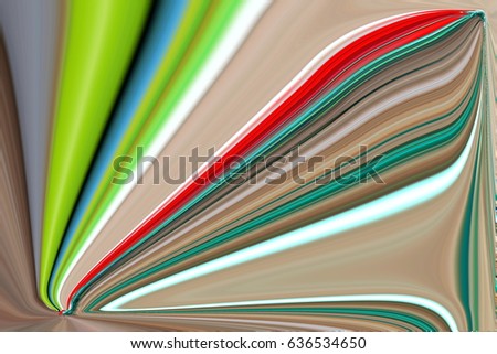 Distorted wavy  picture. Bright abstract red beige salad green background.