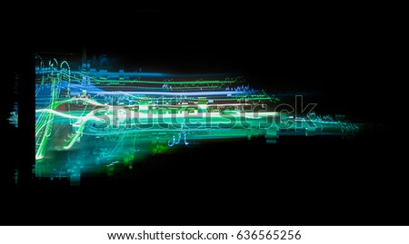 Abstract background of Glitch effect with Technology light line : long exposeure 