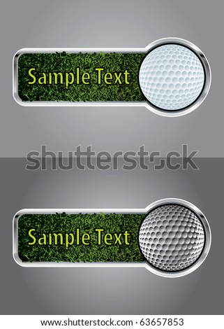 Golf ball on a green grass banner set 1