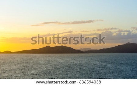 Sunset over a bay at Noumea, New Caledonia in the South Pacific
