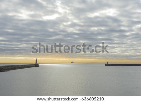 Tynemouth, England, United Kingdom. Landscape from the pier to the sea