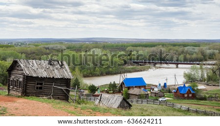 Camp on the bank of the river Sakmara / The picture was taken in Russia, the Orenburg region, the village of Saraktash