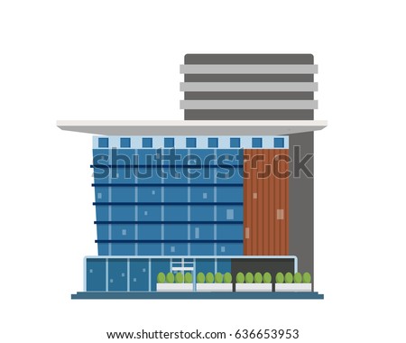 Modern Flat Commercial Office Building, Suitable for Diagrams, Infographics, Illustration, And Other Graphic Related Assets