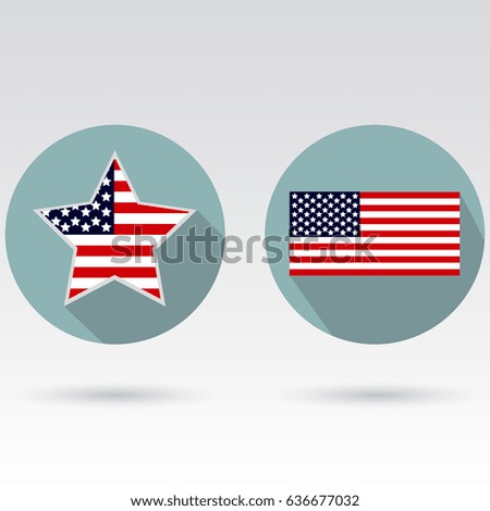 Icons American flag, star on a gray background