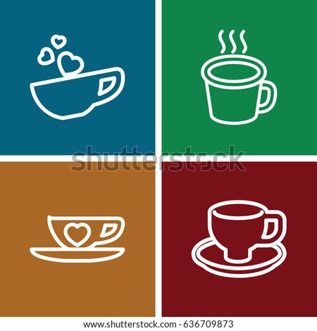 Cappuccino icons set. set of 4 cappuccino outline icons such as coffee cup, cup with heart