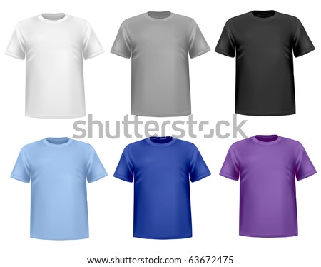 Black and white men polo shirts and t-shirts. Photo-realistic vector illustration