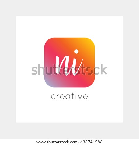NI logo, vector. Useful as branding, app icon, alphabet combination, clip-art.