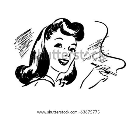 Lady With Cigarette Holder - Retro Clipart Illustration
