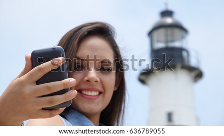 Teen Girl Lighthouse Selfie