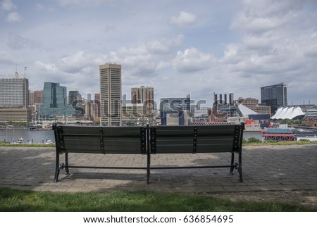 Bench overlooking Baltimore Maryland