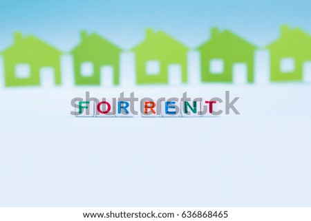 For rent house is written in letters. Empty space for text