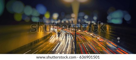 colorful light trace from night traffic in the city