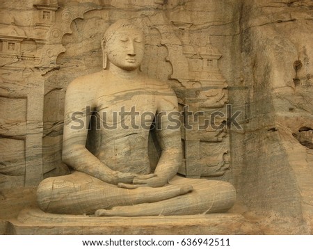 Sri Lanka / Rock Temple / picture showing the buddha statues in the Gal Vihara Rock Temple in Polonnaruwa, Sri Lanka. Taken in January 2015.