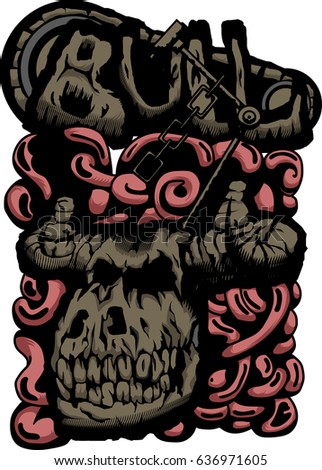 Bull skull art vector illustration