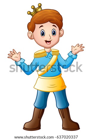 Vector illustration of Young prince cartoon