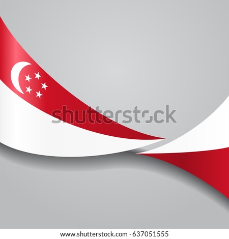 Singapore flag wavy abstract background. Vector illustration.
