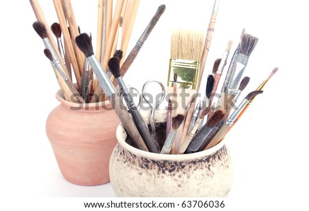 brushes in pots