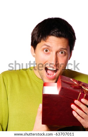 young man with a gift box