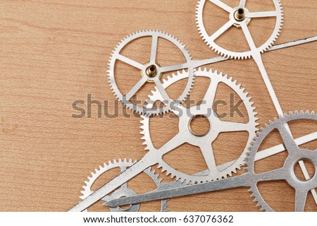 mechanism industrial concept. Technology gears on  wood background