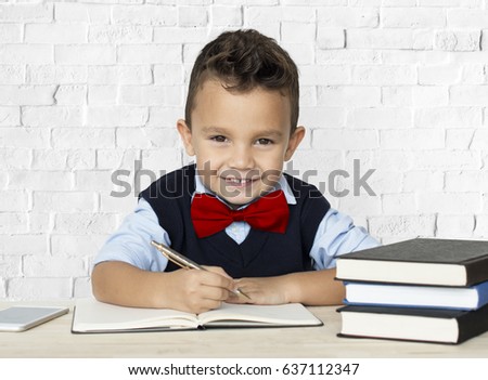Little Boy Studious Smart Smile