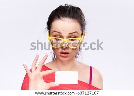 Woman in red business card                               
