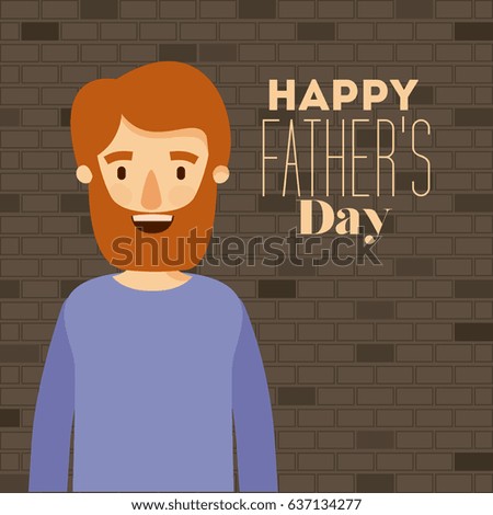 man half body with wall background with text of happy fathers day vector illustration