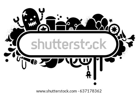 Vector doodle banner. Isolated background.