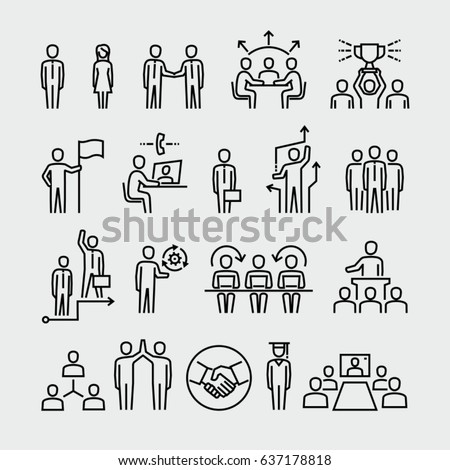 Business people vector line icons