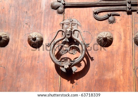 Retro old door handle antique style, Madrid, Spain