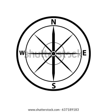 Compass icon. Flat design. Vector illustration.