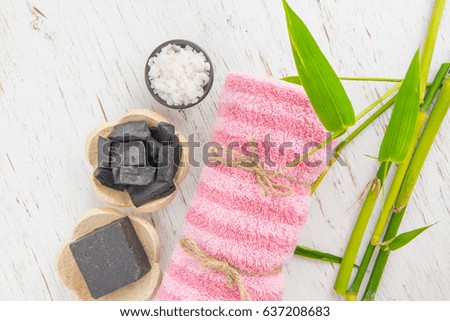 Spa concept relax on holiday,Composition of spa treatment on nature background,Close up view of spa theme objects on wood or nature background.