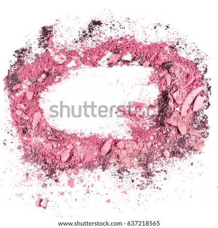Traces of powder and blush forming a frame. A square template for a makeup artist's business card or flyer design, with copy space