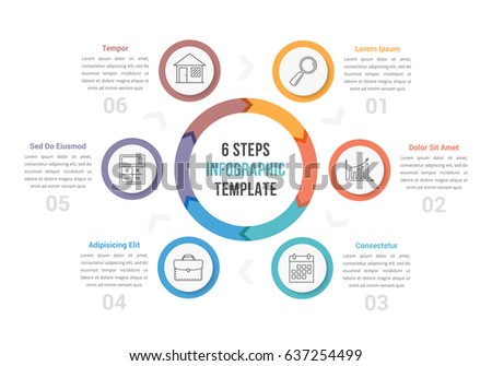 Circle diagram infographic template with arrows with six steps, workflow, process, vector eps10 illustration