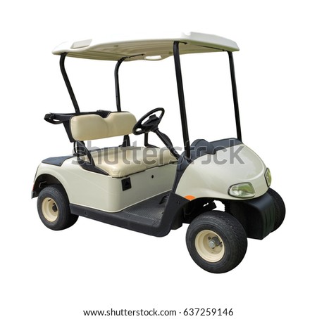 Golf cart golfcart isolated on white background with clipping path. Royalty-Free Stock Photo #637259146