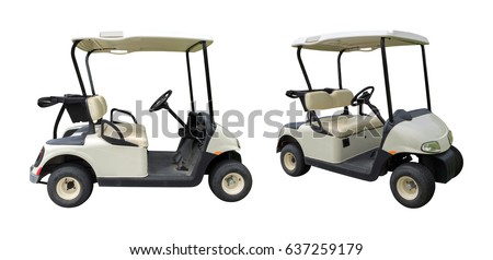 Golf cart golfcart isolated on white background with clipping path. Royalty-Free Stock Photo #637259179