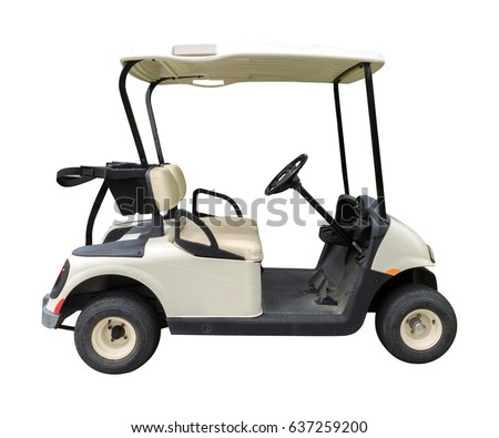 Golf cart golfcart isolated on white background with clipping path. Royalty-Free Stock Photo #637259200