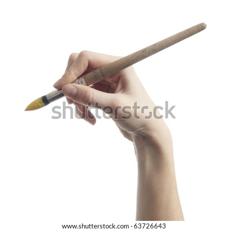 Hand with brush on white background