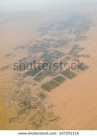 Dubai desert aerial view from the plane
