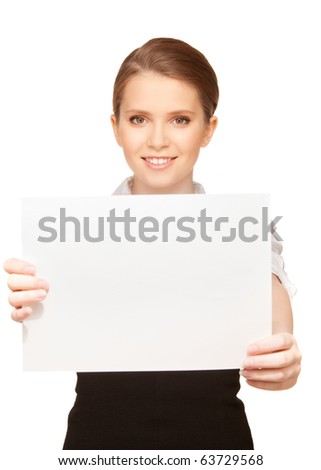 picture of happy teenage girl with blank board