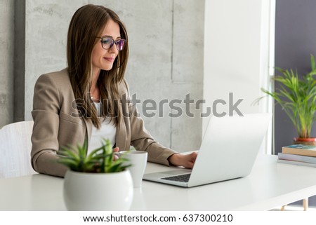 Businesswoman Working on a computer