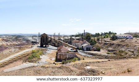 Panoramic picture 30 mega pixel of old mining factory in Tharsis, Huelva, Spain
