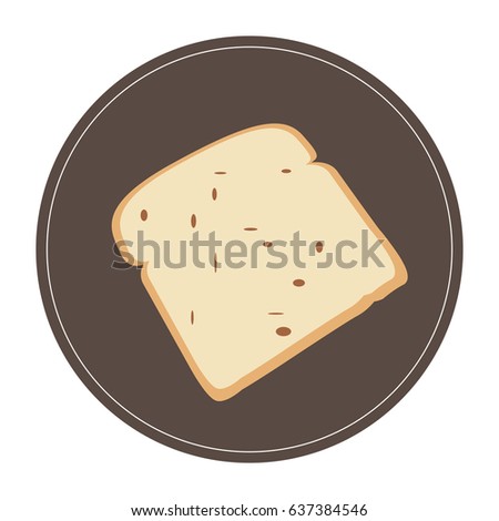 Isolated slice of bread on a colored button, Vector illustration