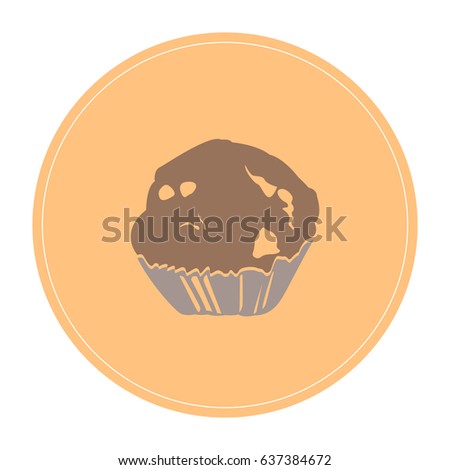 Isolated muffin on a colored button, Vector illustration