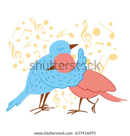 Romantic birds - Vector Illustration