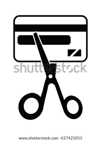 scissors cutting expired credit card on half