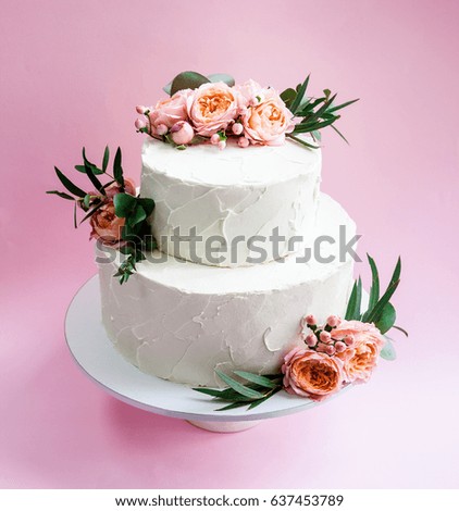 Wedding tiered cake decorated with flowers