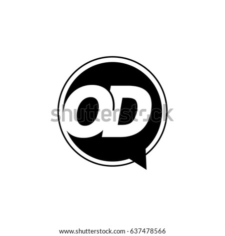 Initial letter logo od inside speech bubble black